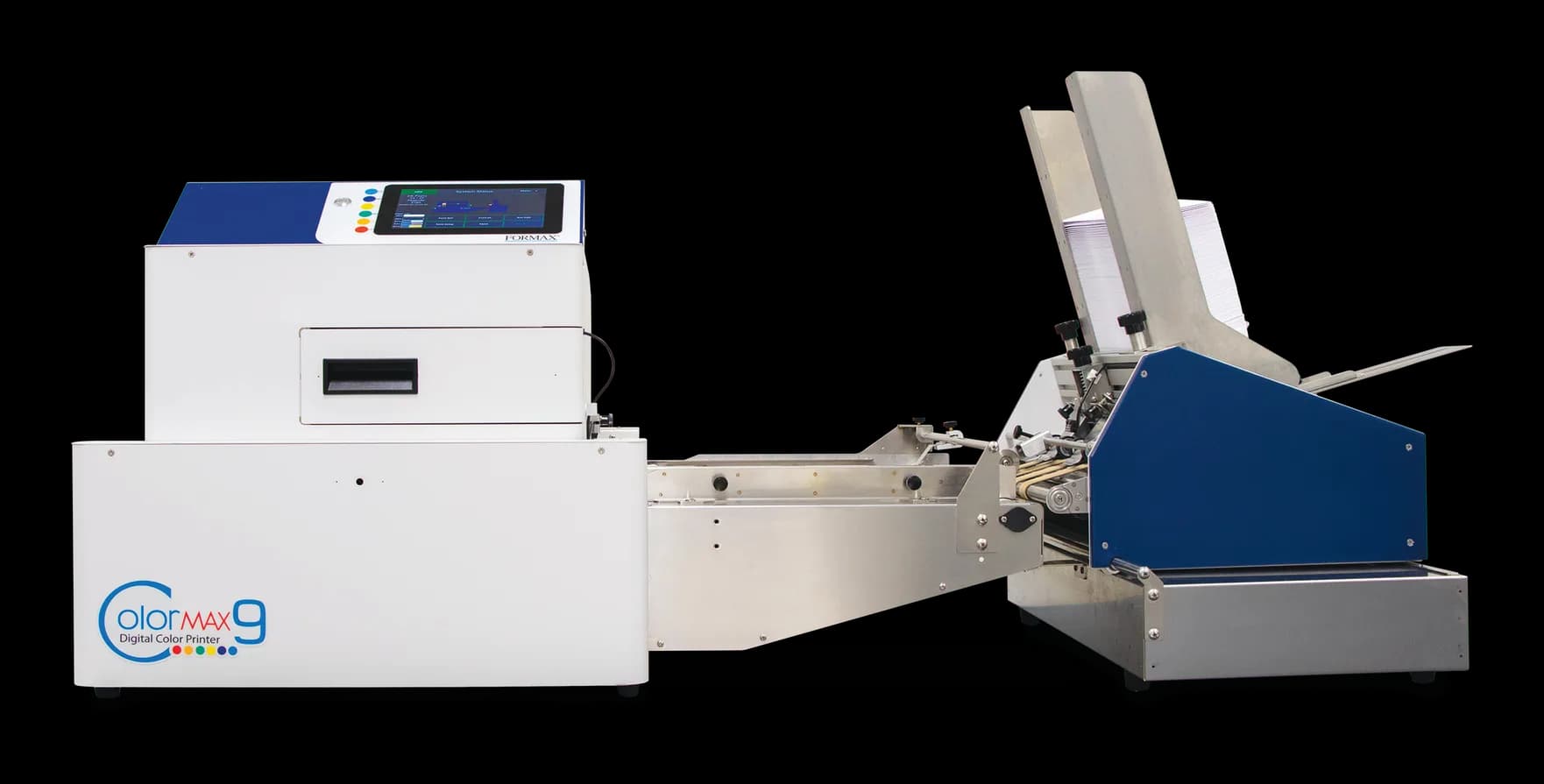 Formax ColorMax9 digital color printer with its intelligent belt feeder