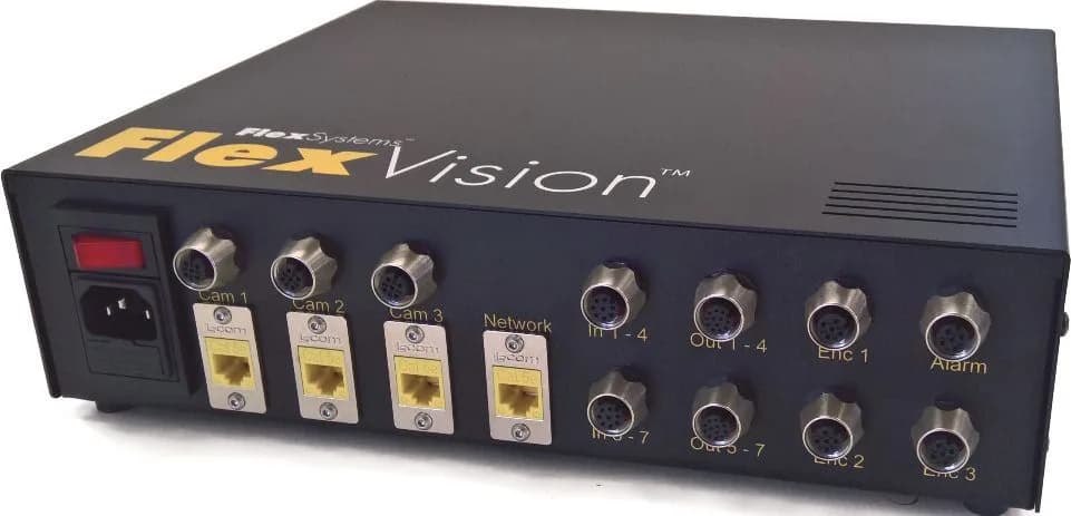 FlexVision I/O controller with camera, encoder and alarm connections